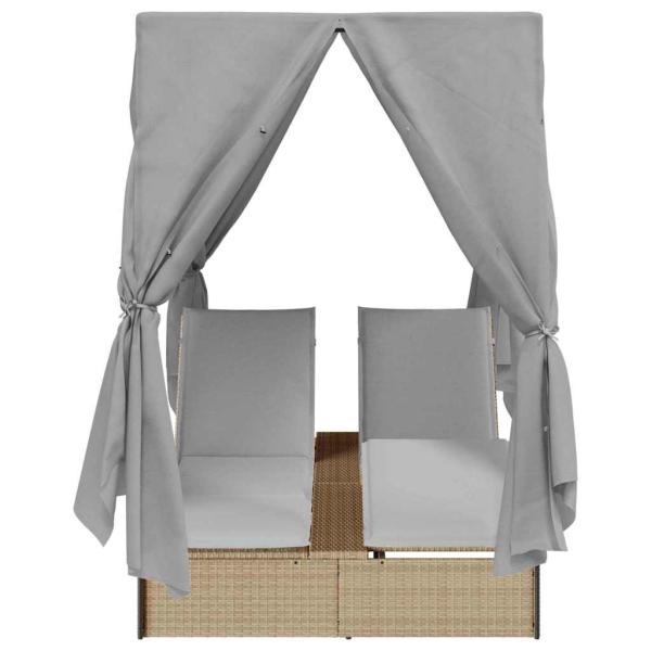 Doppelte Sonnenliege Grau 205 x 129 x 200 cm Poly-Rattan