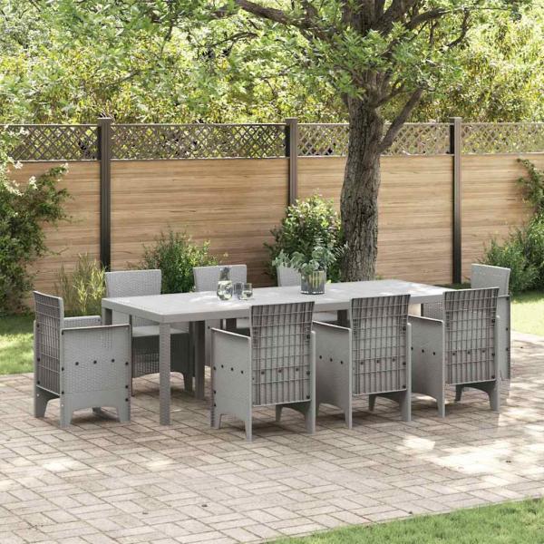 ARDEBO.de - Gartentisch Hellgrau 250x100x73 cm Poly Rattan, Gartentisch Hellgrau 100x100x73 cm Poly Rattan, Gartentisch Hellgrau 150x100x73 cm Poly Rattan