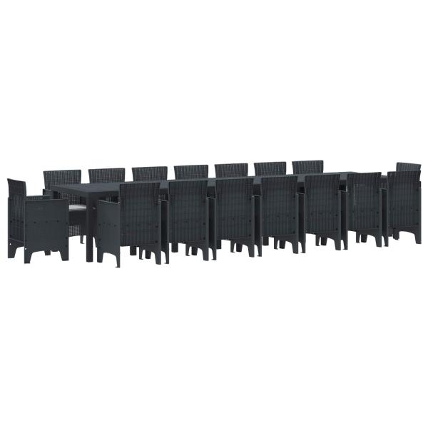 ARDEBO.de - 17-teiliges Garten Essset mit Kissen Anthrazit Poly-Rattan, Gartentisch Anthrazit 250x100x73 cm Poly-Rattan, Gartentisch Anthrazit 150x100x73 cm Poly-Rattan, Gartenstühle mit Kissen 4 Stück Anthrazit Poly-Rattan