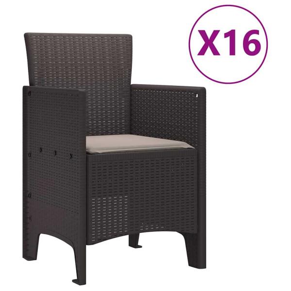 17-teiliges Garten Esszimmer Set mit Kissen Braun Poly-Rattan, Gartentisch Braun 250x100x73 cm Poly-Rattan, Gartentisch Braun 150x100x73 cm Poly-Rattan, Gartenstühle mit Kissen 4 Stück Braun Poly-Rattan