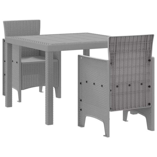 3-teiliges Garten Essgruppe Helles Grau Poly Rattan