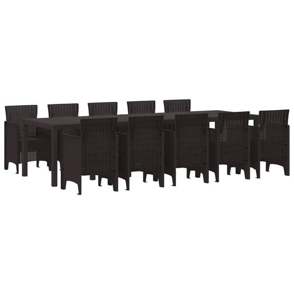 11-teiliges Gartentischset aus braunem Poly-Rattan, Gartentisch Braun 150x100x73 cm Poly-Rattan, Gartensessel 2 Stück Braun Poly-Rattan, Gartensessel 4 Stück Braun Poly-Rattan