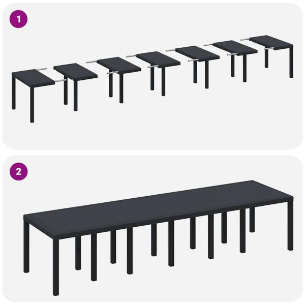 13-teiliges Garten-Essset mit Kissen Anthrazit Poly-Rattan, Gartentisch Anthrazit 200x100x73 cm Poly-Rattan, Gartentisch Anthrazit 150x100x73 cm Poly-Rattan, Gartenstühle mit Kissen 4 Stück Anthrazit Poly-Rattan