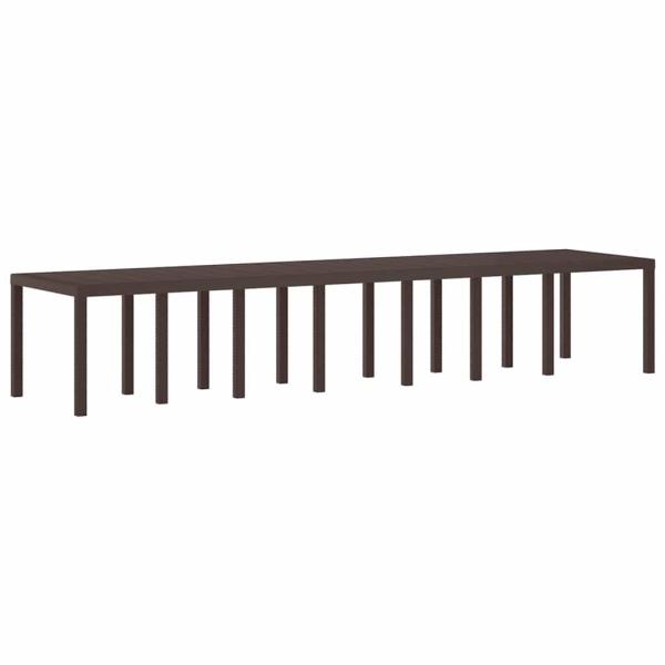 15-teiliges Garten-Essgruppen Set mit Kissen Braun Poly Rattan, Gartentisch Braun 250x100x73 cm Poly Rattan, Gartentisch Braun 150x100x73 cm Poly Rattan, Gartenstühle mit Kissen 2 Stk Braun Poly Rattan, Gartenstühle mit Kissen 4 Stk Braun Poly Rattan