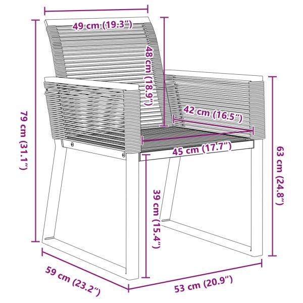 Garten Essgruppe 9 pcs Schwarz Poly-Rattan