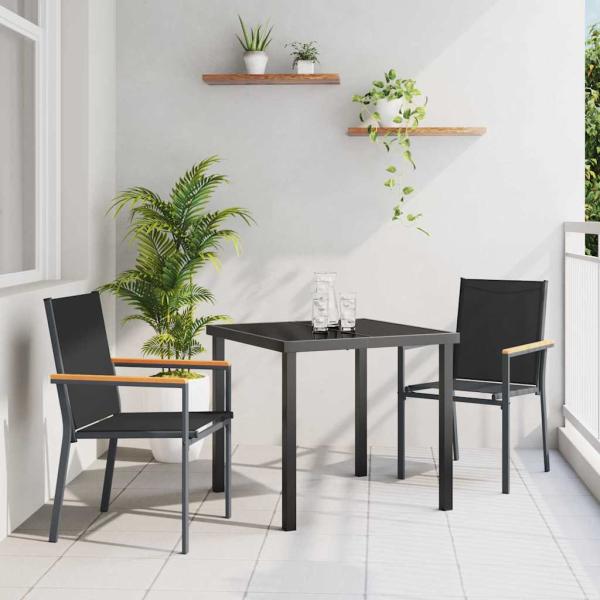 ARDEBO.de - 3-teiliges Garten-Dining-Set Schwarz Textilene und Stahl