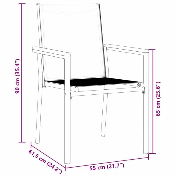 3-teiliges Garten-Dining-Set Schwarz Textilene und Stahl