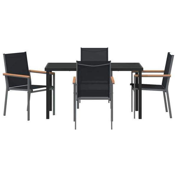 5-teiliges Garten-Dining-Set Schwarz Textilene und Stahl