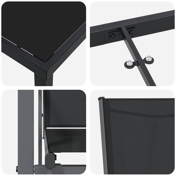 ARDEBO.de - 7-teiliges Gartentischset Schwarz Textilene und Stahl