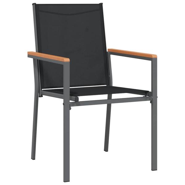 7-teiliges Gartentischset Schwarz Textilene und Stahl
