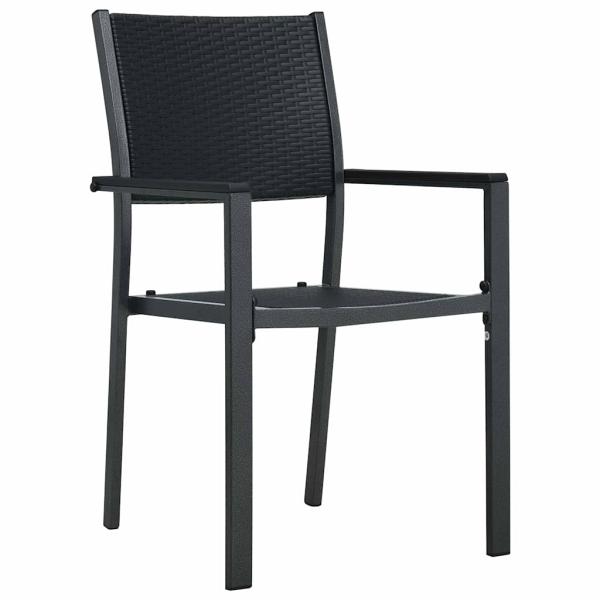 3-teiliges Garten-Esszimmer-Set Schwarz Poly-Rattan