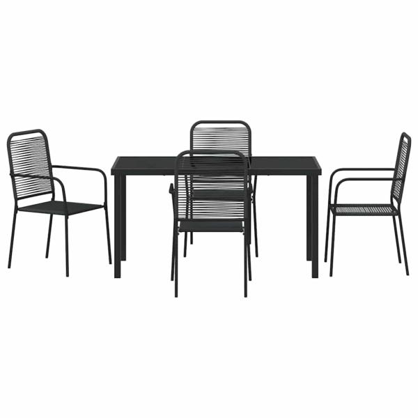 Garten Essgruppe 5 pcs Schwarz Pulverbeschichteter Stahl