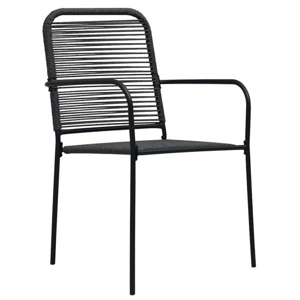 5-teiliges Garten Esszimmer Set Schwarz Baumwollseil und Stahl