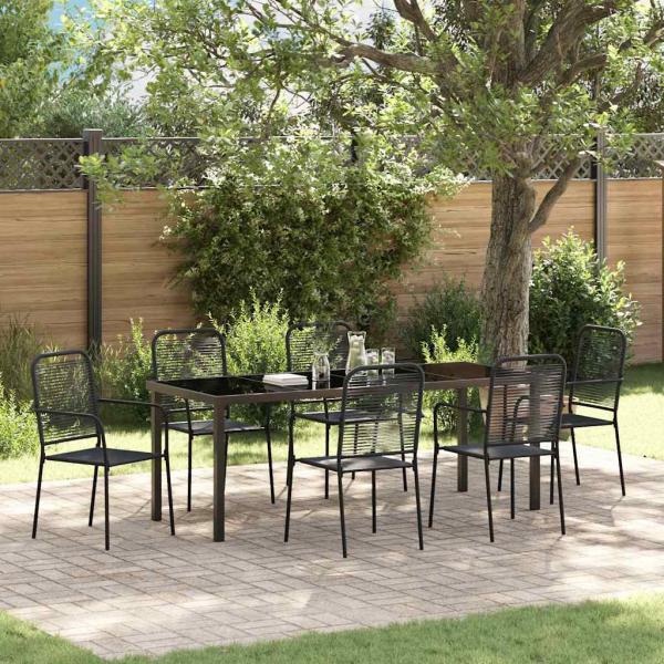 ARDEBO.de - Garten Essgruppe 7 stk. Schwarz Pulverbeschichteter Stahl