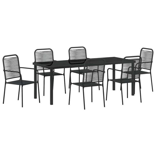 Garten Essgruppe 7 stk. Schwarz Pulverbeschichteter Stahl