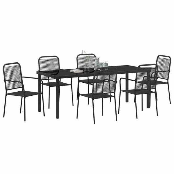 Garten Essgruppe 7 stk. Schwarz Pulverbeschichteter Stahl