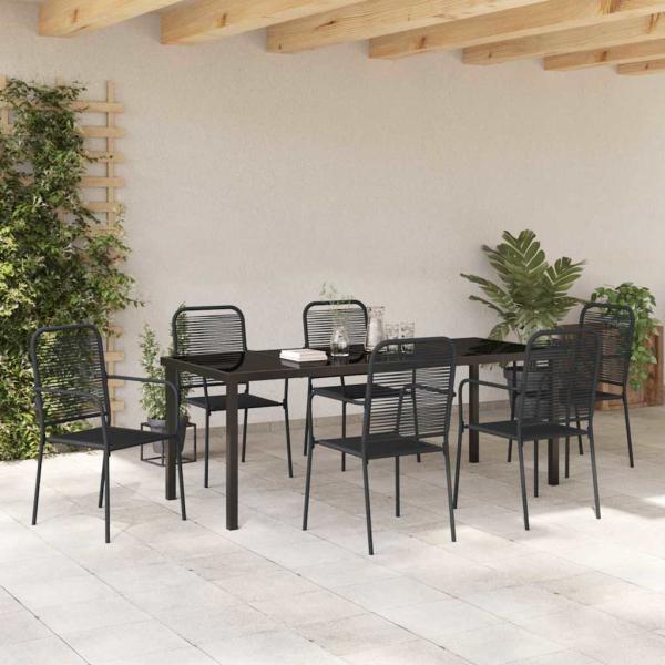 Garten Essgruppe 7 stk. Schwarz Pulverbeschichteter Stahl
