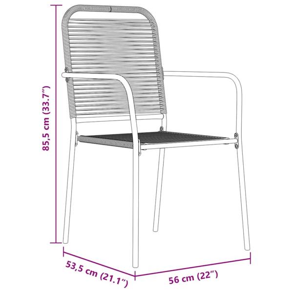 9-teilige Garten-Essgruppe Schwarz Baumwollseil und Stahl