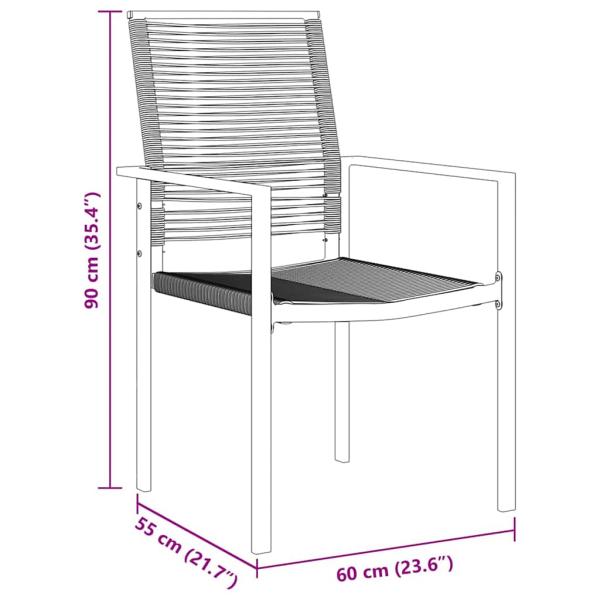 7-teilige Garten-Essgruppe Schwarz PVC Rattan