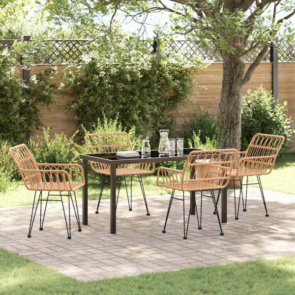 ARDEBO.de - 5-teiliges Garten-Essset Braun Poly Rattan
