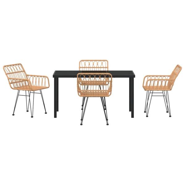 5-teiliges Garten-Essset Braun Poly Rattan