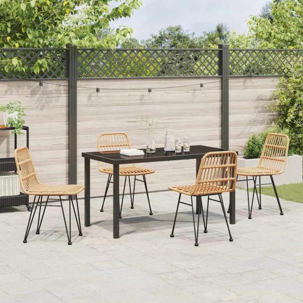 5-teiliges Garten-Essplatz-Set braun Poly Rattan