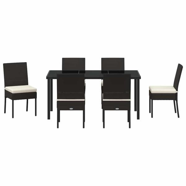 7-teiliges Garten-Esszimmer-Set Schwarz Poly-Rattan