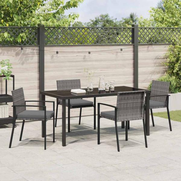5-teilige Garten Essgruppe Grau Poly Rattan