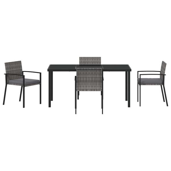 5-teilige Garten Essgruppe Grau Poly Rattan