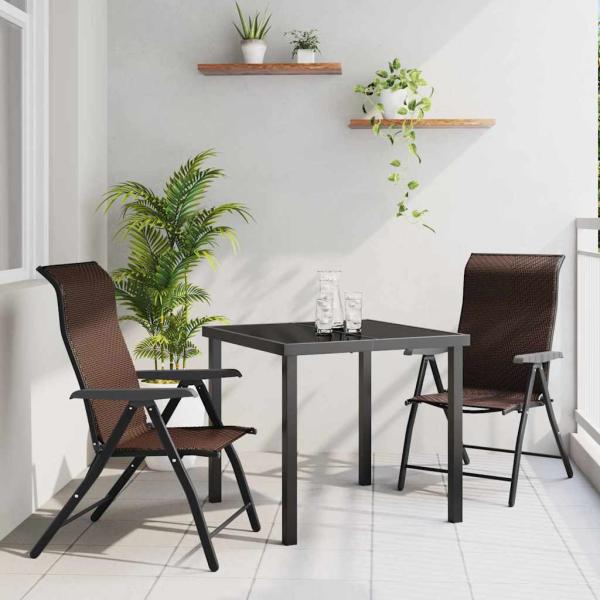 ARDEBO.de - 3-teiliges Garten-Esstisch-Set in Braun aus Poly-Rattan