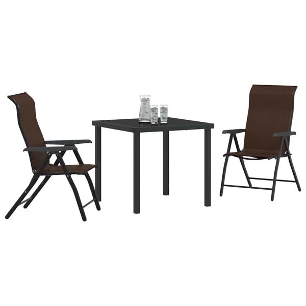 3-teiliges Garten-Esstisch-Set in Braun aus Poly-Rattan