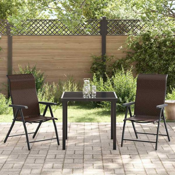 3-teiliges Garten-Esstisch-Set in Braun aus Poly-Rattan