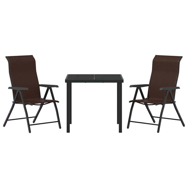 3-teiliges Garten-Esstisch-Set in Braun aus Poly-Rattan