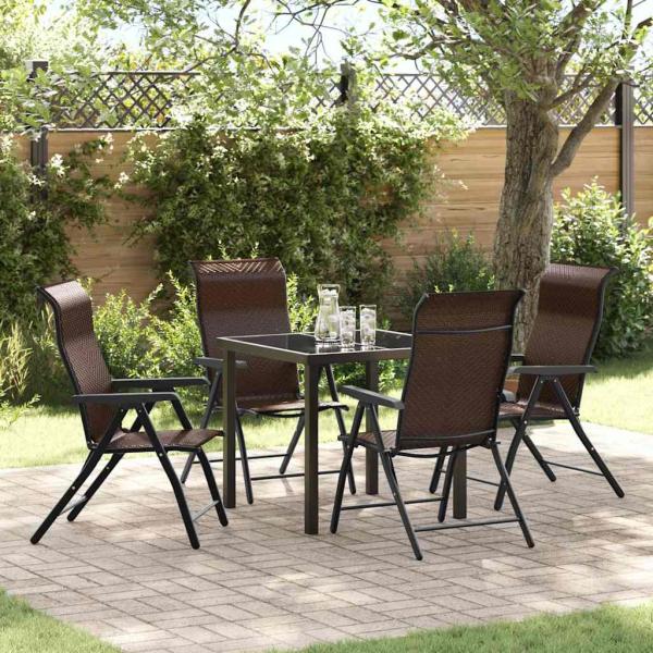 ARDEBO.de - 5-teiliges Garten-Esszimmer-Set Braunes Poly-Rattan
