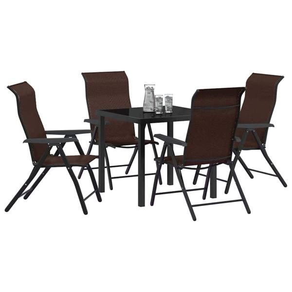 5-teiliges Garten-Esszimmer-Set Braunes Poly-Rattan