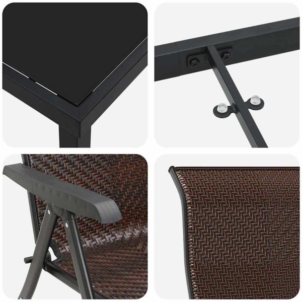 5-teiliges Garten-Essset Braun Poly-Rattan