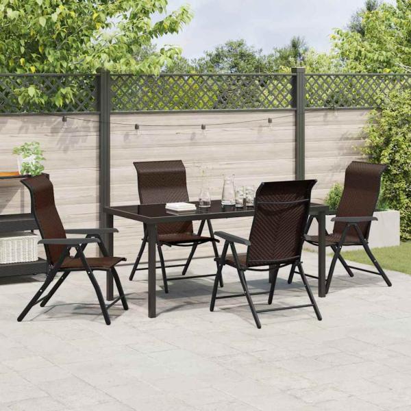 5-teiliges Garten-Esszimmer-Set Braun Poly-Rattan