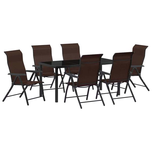 7-teiliges Garten-Esszimmer-Set Braun Poly-Rattan