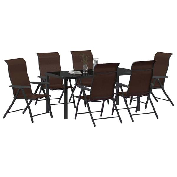 7-teiliges Garten-Esszimmer-Set Braun Poly-Rattan