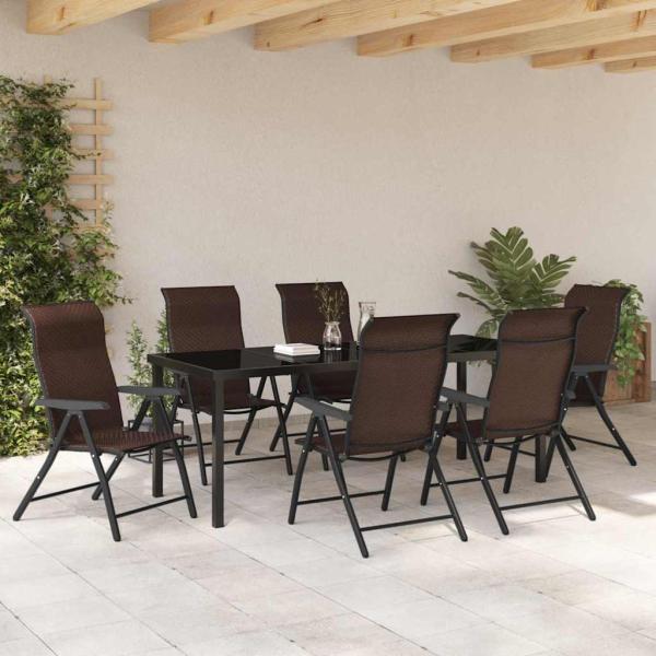 7-teiliges Garten-Esszimmer-Set Braun Poly-Rattan