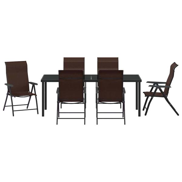 7-teiliges Garten-Esszimmer-Set Braun Poly-Rattan
