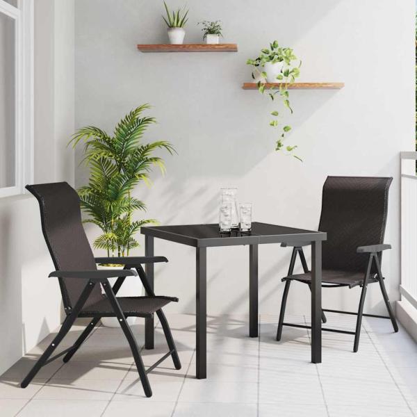 ARDEBO.de - 3-teiliges Garten-Dining-Set Schwarz Poly-Rattan