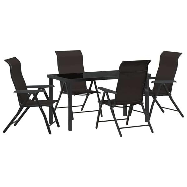 5-teiliges Garten-Ess-Set Schwarz Poly-Rattan
