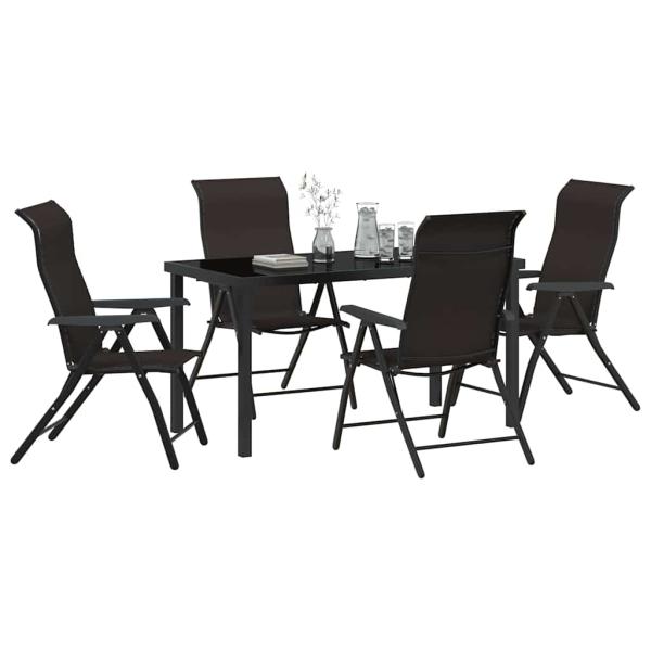 5-teiliges Garten-Ess-Set Schwarz Poly-Rattan