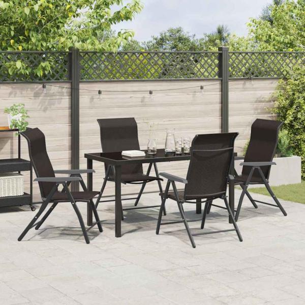 5-teiliges Garten-Ess-Set Schwarz Poly-Rattan