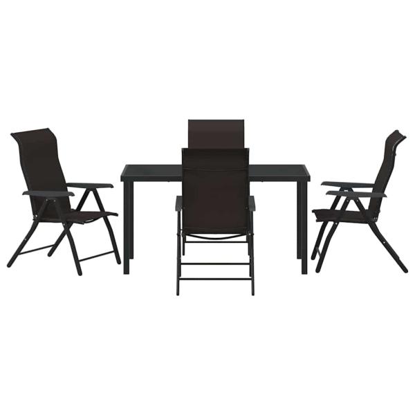 5-teiliges Garten-Ess-Set Schwarz Poly-Rattan