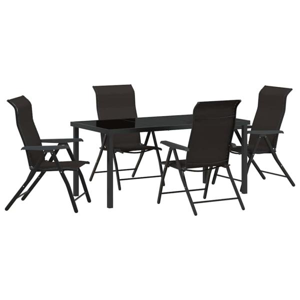 5-teiliges Garten-Ess-Set Schwarz Poly-Rattan