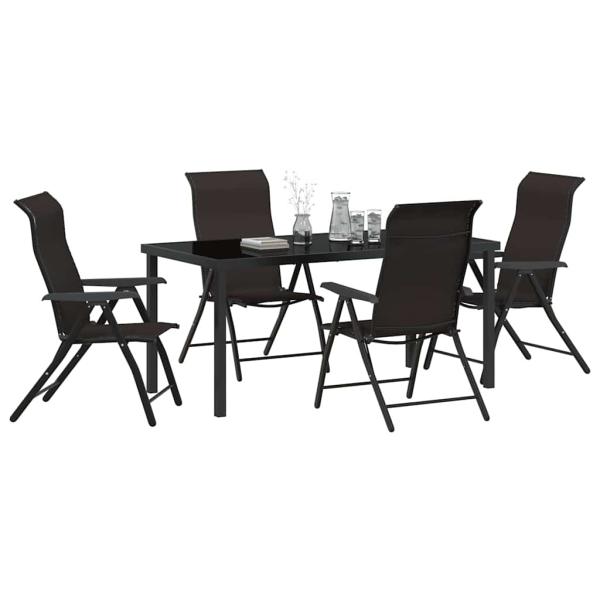5-teiliges Garten-Ess-Set Schwarz Poly-Rattan