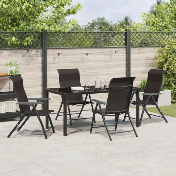 5-teiliges Garten-Ess-Set Schwarz Poly-Rattan