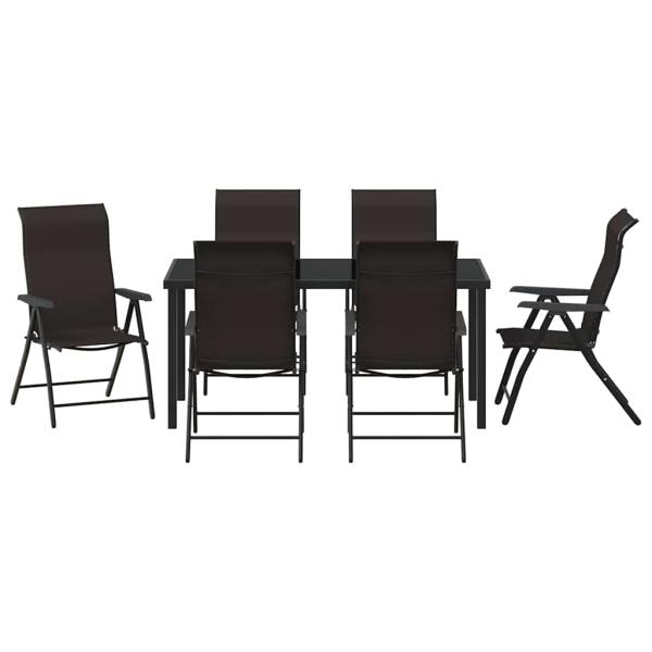 7-teiliges Garten-Ess-Set Schwarz Poly-Rattan